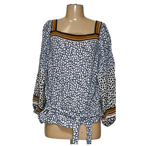 Maeve Blue and Black Patterned Top